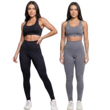 Imagem de KIT 2 Calça Legging Cós Alto Lisa Vekyo Roupa Para Academia Treino Moda Fitness Feminina Musculação-Feminino