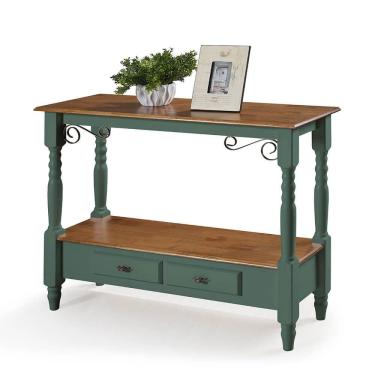 Imagem de Aparador para Sala Pés Torneados 2 Gavetas Inferiores 1028 Linz Móveis - Verde Musgo/Imbuia Glazer