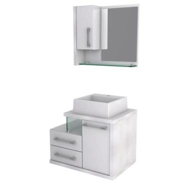 Imagem de Gabinete Para Banheiro C-cuba Q355 E Espelheira Legno 650 Branco Chess