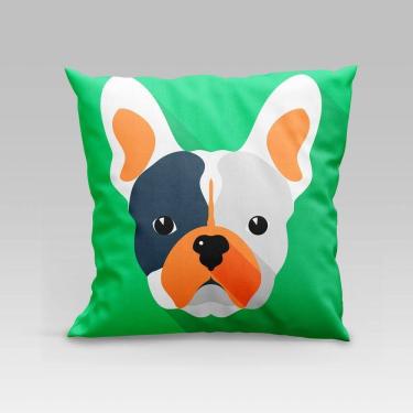 Imagem de Capa De Almofada Estampada Pet Dog Em Veludo Suede 45cm X 45cm - Decoração Raças Cachorros Cor Buldogue Francês
