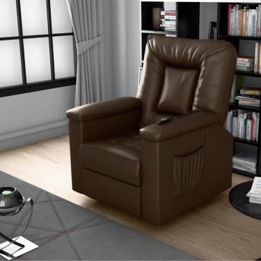 Imagem de Poltrona Reclinável Elétrica Mickey Couro Sintético Marrom Casa H