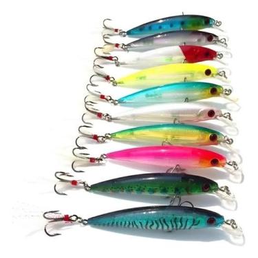 Imagem de Kit 10 Isca Artificial Meia Agua Bapumel 9cm Dourado Robalo