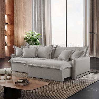 Imagem de Sofa Cama Retratil e Reclinavel Leona 190 cm Braco 15 cm Meu Sofa Online