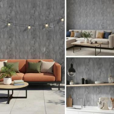 Imagem de Papel De Parede Adesivo Lavável Cimento Queimado Rolo 10m Ci - Congrat