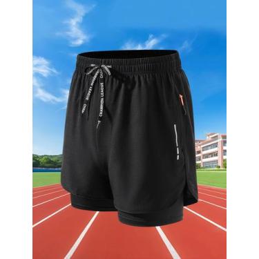 Imagem de Shorts De Fitness Masculinos 2 Em 1 De Secagem Rápida Para Corrida E T
