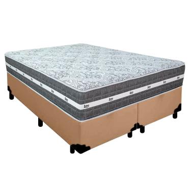 Imagem de Cama Box Casal Bipartido Sintético + Colchão Anjos Black Graphite Molas Ensacadas 138cm...
