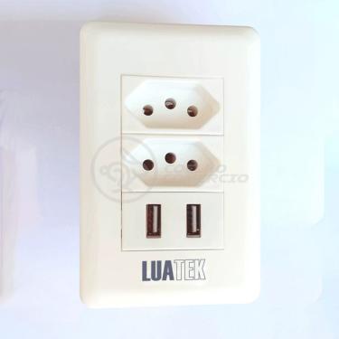 Imagem de Tomada de Parede com USB Modelo Luxo Recarrega Dispositivos Móveis Bivolt 110V 250V Branco Smart Bracelet