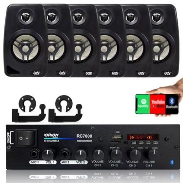 Imagem de Amplificador Som Ambiente 500 Watts 4 Canais Orion + 6  Caixas de Som 