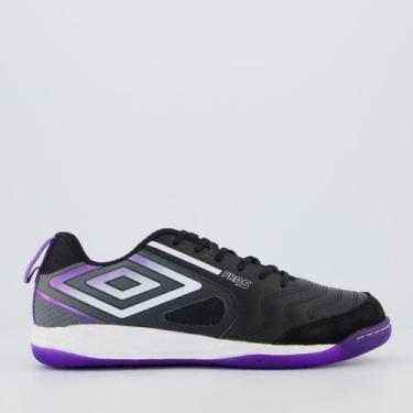 Imagem de Chuteira Umbro Pro 5 Bump Futsal Preta e Roxa, 38