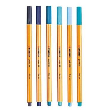 Imagem de Caneta Fineliner 0.4mm Point 88 6 Tons de Azul - Stabilo - Tendtudo