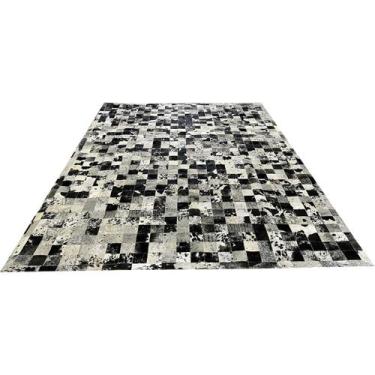 Imagem de Tapete De Couro preto branco salino 2,50x3,50 C/b peça 10x10 - Aneiart