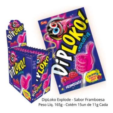 Imagem de Pirulito Dip Loko Framboesa 15 Unid 11g