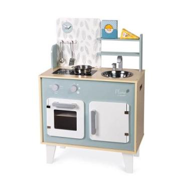 Imagem de Cozinha Infantil de Madeira Macaron Azul Janod Brinquedo Didático com 