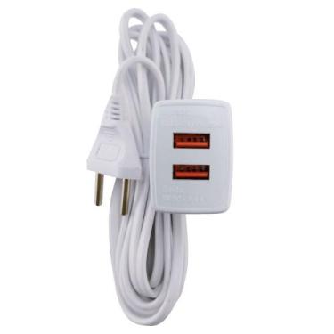 Imagem de Extensao Cabo Prolongador 3 Mts Tomada USB2,4A A+A 1101 - Force Line