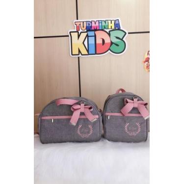 Imagem de Kits De Bolsa Personalizado No Linho Na Cor Cinza Fitas Rose - Turminh