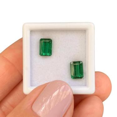 Imagem de Turmalina Verde Azulada Baguete Par 2,89ct - ENE2ESE