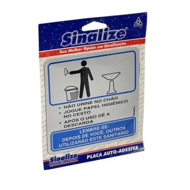 Imagem de Placa de Sinalização para Sanitário Masculino em Alumínio Auto-Adesiva 12x12cm Sinalize