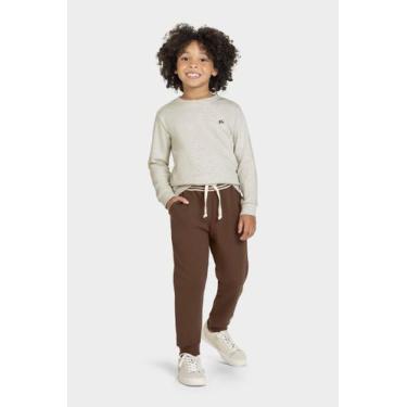 Imagem de Calça Infantil Menino Moletom Bolso Cordão Ajuste Glinny -, Marrom, 8