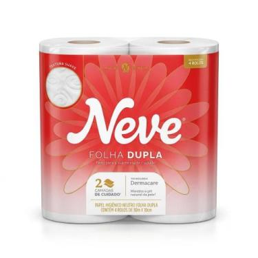Imagem de Papel Higiênico Neve Folha Dupla Neutro Dermacare Pacote Com 4 Rolos