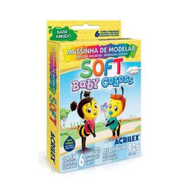 Imagem de Massinha de modelar acrilex soft baby colors 6 cores
