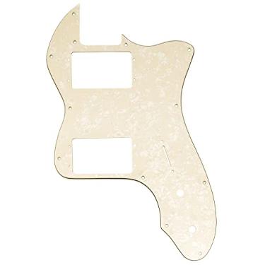 Imagem de Musiclily Pro 12 Furos Ampla Gama HH Escudo para Guitarra EUA/México Fender 72 Tele Thinline Style, 4 camadas Aged White Perolado