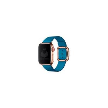 Imagem de Pulseira Couro Fecho Moderno, Compatível com Apple Watch (Azul Cape Code/Rose, 42/44/45)