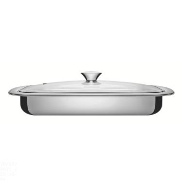 Imagem de Assadeira Tramontina Cosmos Retangular em Aço Inox com Tampa de Vidro 39 cm 3,2 L Tramontina