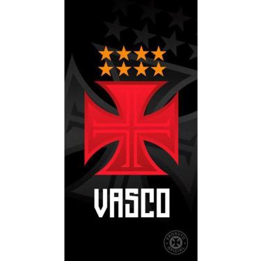Imagem de Toalha De Praia Buettner Veludo Estampado Brasão Vasco Preto