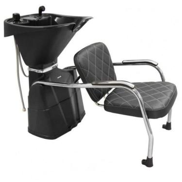 Imagem de Lavatório De Cabelo Cuba e Encosto Reclinável Marte, Preto Cromado - Dompel
