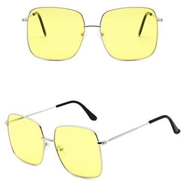 Imagem de Fashion Square Sunglasses Woman Ladies Sunglasses Male Female Vintage Big Frame Alloy Colorful Ocean Mirror,8,China