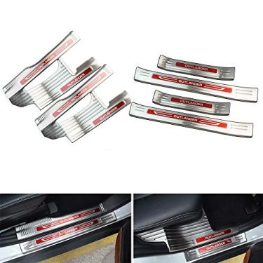 Imagem de 8 peças de guarnição de proteção de placa de desgaste interna externa serve para Mitsubishi Outlander 2013-2021 logotipo vermelho - prata