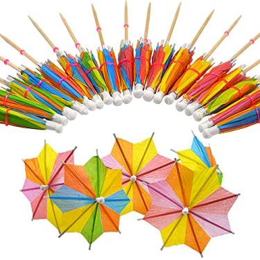 Imagem de Guarda-chuva de papel colorido Bilipala, 50 peças, palhetas de parassol para coquetel, palhetas de cupcake