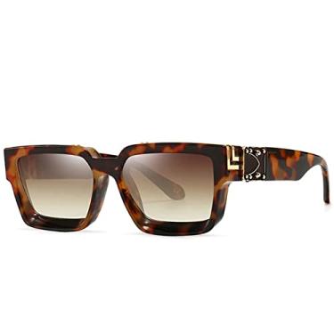 Imagem de Óculos de sol quadrados superdimensionados femininos de luxo masculinos óculos de sol vintage designer uv400 retro óculos com estojo, 4, Z