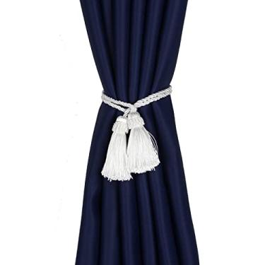 Imagem de Braçadeira de cortina de borlas douradas 1 peça decoração de casa suporte moderno cortinas de amarrar acessórios de quarto tiebacks, branco, 1 peça