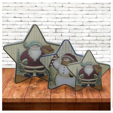 Imagem de Conjunto De Latas Natalinas Papai Noel Para Doces Chocolates