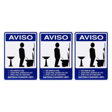 Imagem de Combo 3 Placas De Sinalização Mantenha O Banheiro Limpo Masculino 15X20 Acesso - S-232 F9e