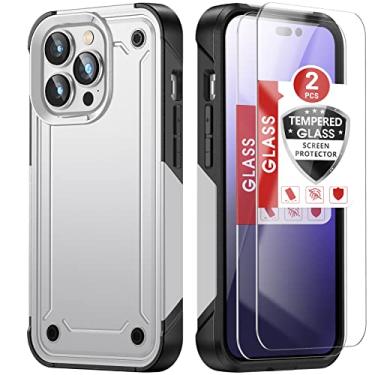 Imagem de Capa para Iphone 14 Pro Max(2 protetores de tela de vidro temperado), Iphone 14 Pro Max (branco)