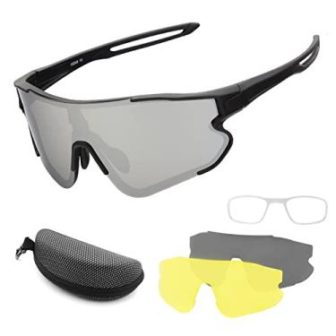 Imagem de Tingpai Óculos de ciclismo com 2 lentes intercambiáveis UV400 Óculos de sol espo vos MTB Road Bike Óculos pa homens mulheres correndo dirigindo pesca beisebol golfe