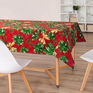 Imagem de Toalha De Mesa Natal Natalina Vermelho Laços Enfeite 6 Lugares