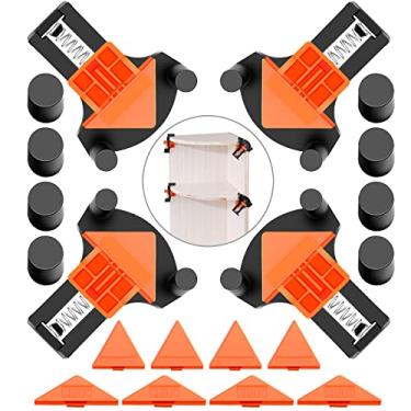 Imagem de Conjunto de braçadeiras de canto profissionais multiangulares de 60/90/120 graus para marcenaria, braçadeiras ajustáveis de ângulo reto com mola para carpintaria, acessórios de ferramentas de madeira de armário
