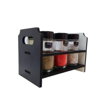 Imagem de Kit 6 Potes 100ml Temperos Tampa Dosadora Dupla + Suporte