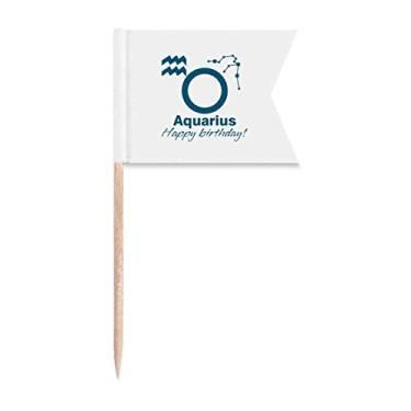 Imagem de Constelação Destino Aniversário Celebração Aquário Bandeiras de palito de dente Marcação para Festa Bolo Comida Prato de Queijo