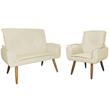 Imagem de Kit 1 Namoradeira mais 1 Poltrona Emília Suede Cores - DS Estofados
