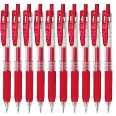 Imagem de Zebra Sarasa Clip 1.0 caneta de tinta de gel retrátil, aderência de borracha, 1,0 mm, tinta vermelha, conjunto de 10