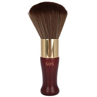 Imagem de Escova de pescoço para depilação de cabelo, cabeleireiro, barbeiro transparente, escova profissional para limpeza de pescoço de barbeiro escovas de barbear de cabelo, ferramenta de salão de estilo com cabo de madeira (vermelho-marrom)