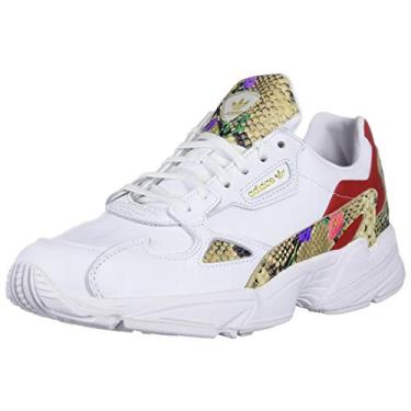 Imagem de adidas Originals Tênis Falcon feminino, branco/escarlate/dourado metálico, 34, Branco/Carlete/Ouro Metálico