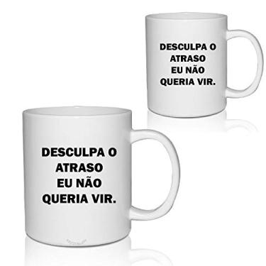Imagem de Kit 2 Canecas Brancas personalizadas Memes Desculpa o Atraso
