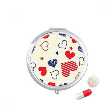 Imagem de Caixa de armazenamento de remédios vermelha azul pentagrama América em forma de coração