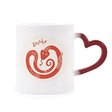 Imagem de Year Of Snake Animal China Zodíaco Vermelho Caneca Sensível ao Calor Vermelho Mudança de Cor