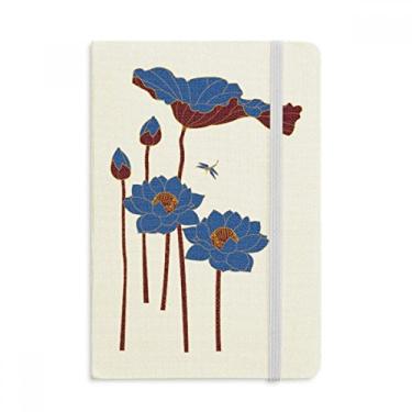 Imagem de Caderno de folhas de lótus azul, flor de lótus, libélula, capa dura oficial, diário clássico